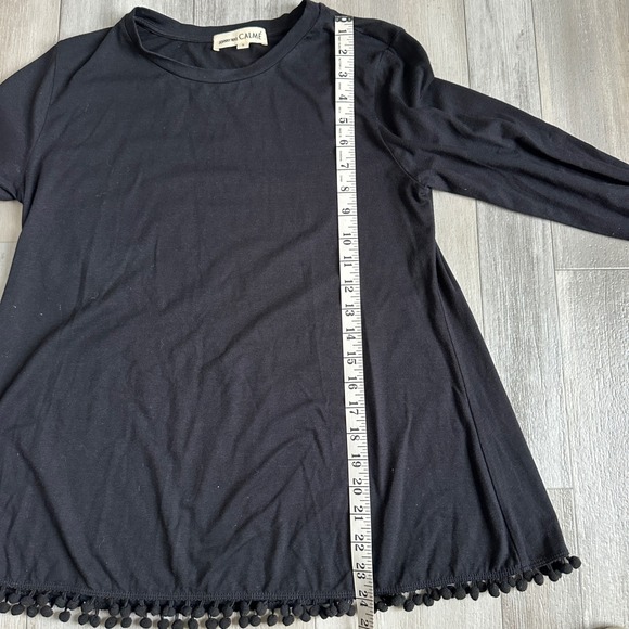 Johnny Was Calmé Bamboo Organic Cotton‎ Top Womens S Comfort Cozy Pom Pom Trim - Picture 5 of 6